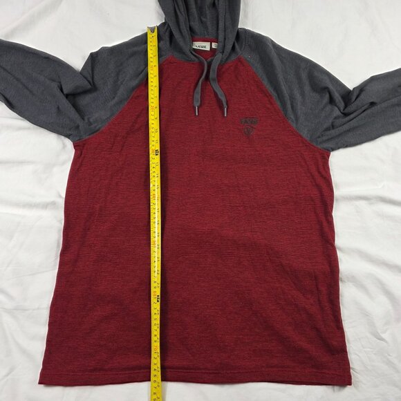 Vans Two Tone Mens XL Gray Red Lightweight Hooded Long Sleeve Shirt Winter Warm - Picture 9 of 10